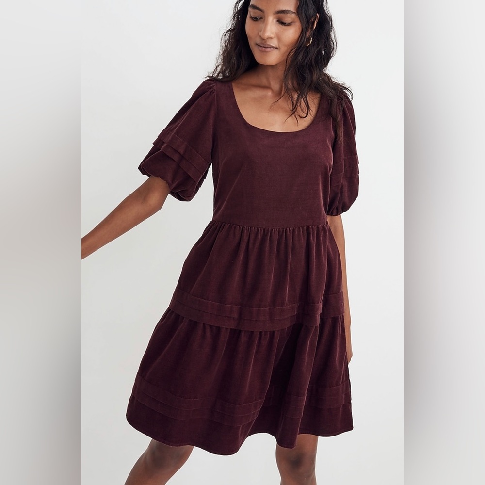 Madewell corduroy tiered mini dress